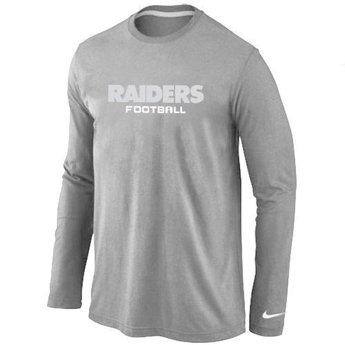 Nike Oakland Raiders Authentic Font Long Sleeve NFL T-Shirt - Grey